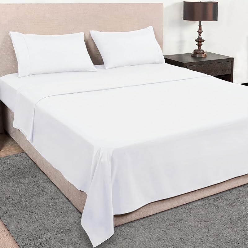 Mejoroom Queen Sheet Set - Hotel Luxury 1800 Bedding Sheets & Pillowcases - Deep Pocket Fitted Sheet, Hypoallergenic, Wrinkle& Breathable, Fade Resistant - 4 Piece (Queen,White) - Product Image