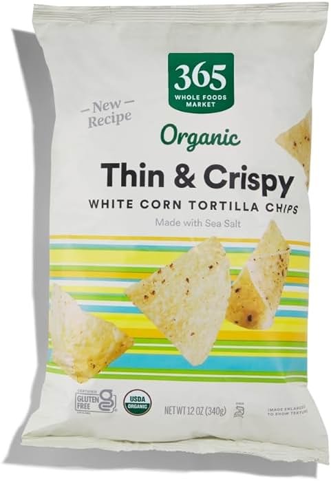 365 by Whole Foods Market, Organic White Corn Tortilla Chips Thin and Crispy, 12 Ounce - Product Image
