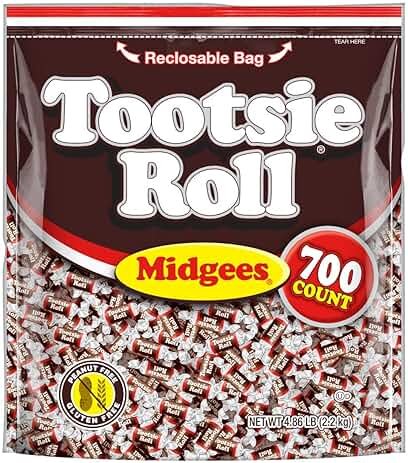 Tootsie Roll Midgees - Chewy Chocolate Gluten-Free Holiday Candy - Resealable Bag of Individually Wrapped Candies for Kids, Parties, Classroom - 700 Count (Pack of 1) - Product Image