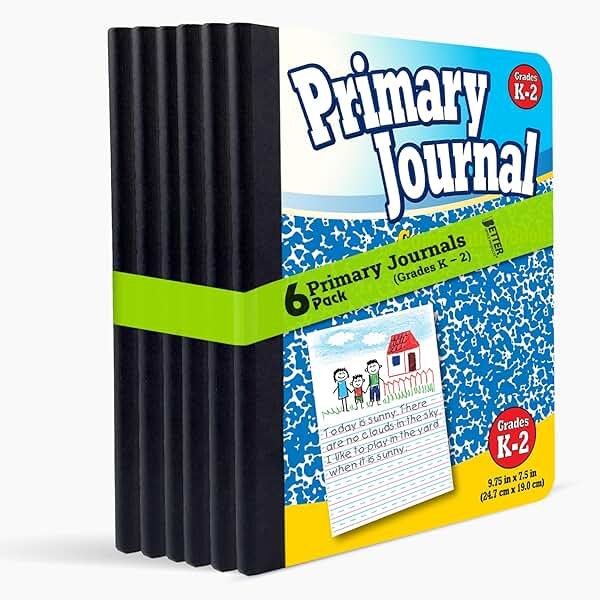 Better Office Products Primary Journal, Hardcover, Primary Composition Book Notebook - Grades K-2, 100 Sheet, One Subject, 9.75" x 7.5", Blue Cover-6 Pack - Product Image