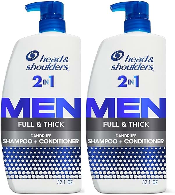 Head & Shoulders Anti-Dandruff Shampoo and Conditioner, Full and Thick 2-in-1 Twin Pack, 1% Pyrithione Zinc, Cleans to Restore Fullness to Thinning Hair, 32.1 fl oz Each - Product Image