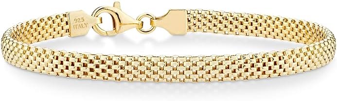 Miabella 18K Gold Plated 925 Sterling Silver Italian 5mm Mesh Link Chain Bracelet for Women, Made in Italy - Product Image