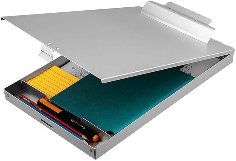 ZCZN Recycled Aluminum Storage Clipboard, Clipboard Box, Form Holder, Suitable for School, Office, Jobsite or Medical Staff, 9.25 x 13.78 Inches, Silver - Product Image