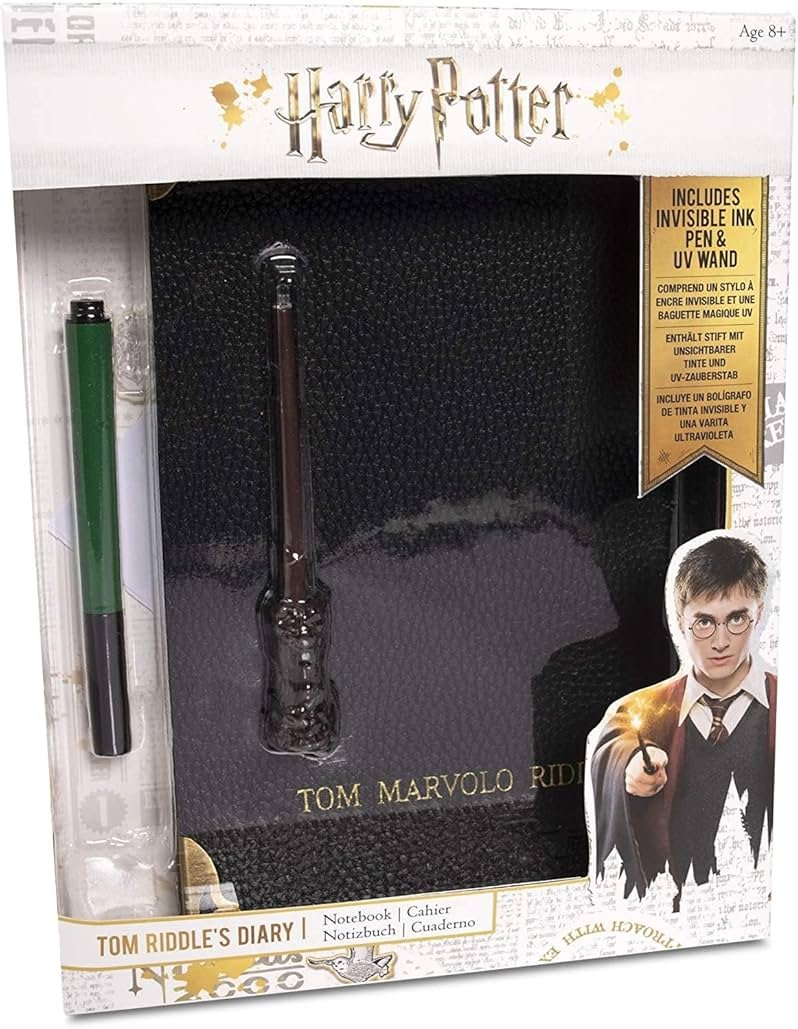 Wizarding World: Tom Riddle's Diary - Secret Replica Notebook, Slytherin House Invisible Ink Pen, Magic UV Reveal Mini Wand, Harry Potter Collectible - Product Image