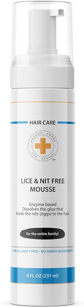 Orange Cross Lice Removal Lice and Nit Eliminating Mousse, Lice Treatment for Kids and Adults, Lice and Nit Remover, Nit Glue Dissolver 8oz. - Product Image