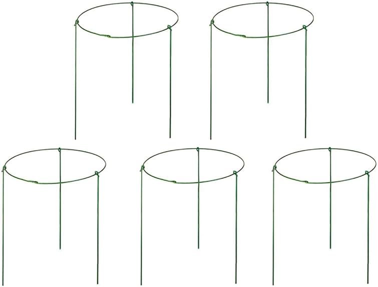 Hanobo 5 Pack Garden Plant Support Rings for Potted Plant, 6" Wide x 11" High, 3 Legs - Product Image