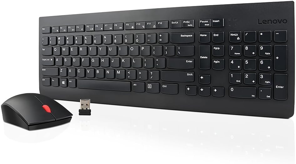 Lenovo 510 Wireless Keyboard & Mouse Combo, 2.4 GHz Nano USB Receiver, Full Size, Island Key Design, Left or Right Hand, 1200 DPI Optical Mouse, GX30N81775, Black - Product Image