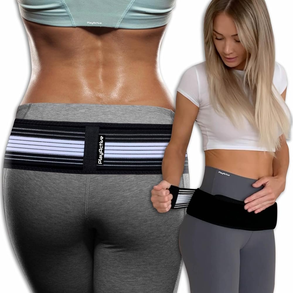 PlayActive Sacroiliac SI Joint Hip Belt - Lower Back Support Brace for Men and Women - Pelvic Support Belt - Trochanter Belt - Sciatica Pelvis Lumbar Hip Pain Relief (Regular) - Product Image