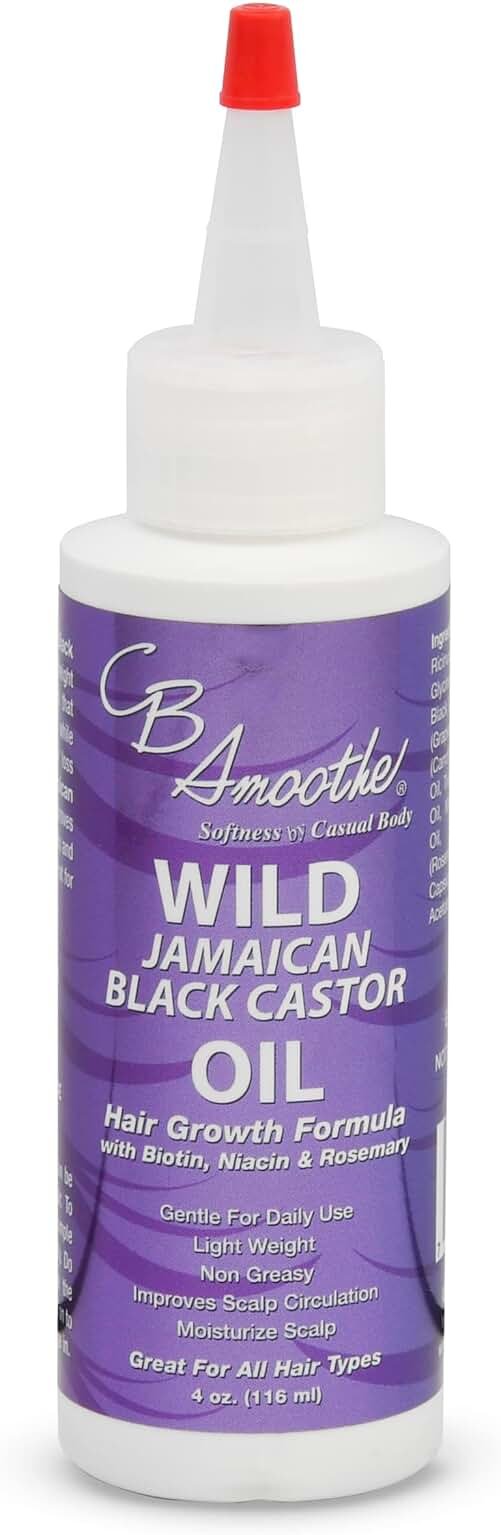 CB Smoothe Wild Jamaican Black Castor Oil - Hair Growth Formula with Biotin, Niacin & Rosemary - Promotes Scalp Circulation & Natural Growth - Lightweight, Non Greasy Formula - 4oz Bottle - Product Image