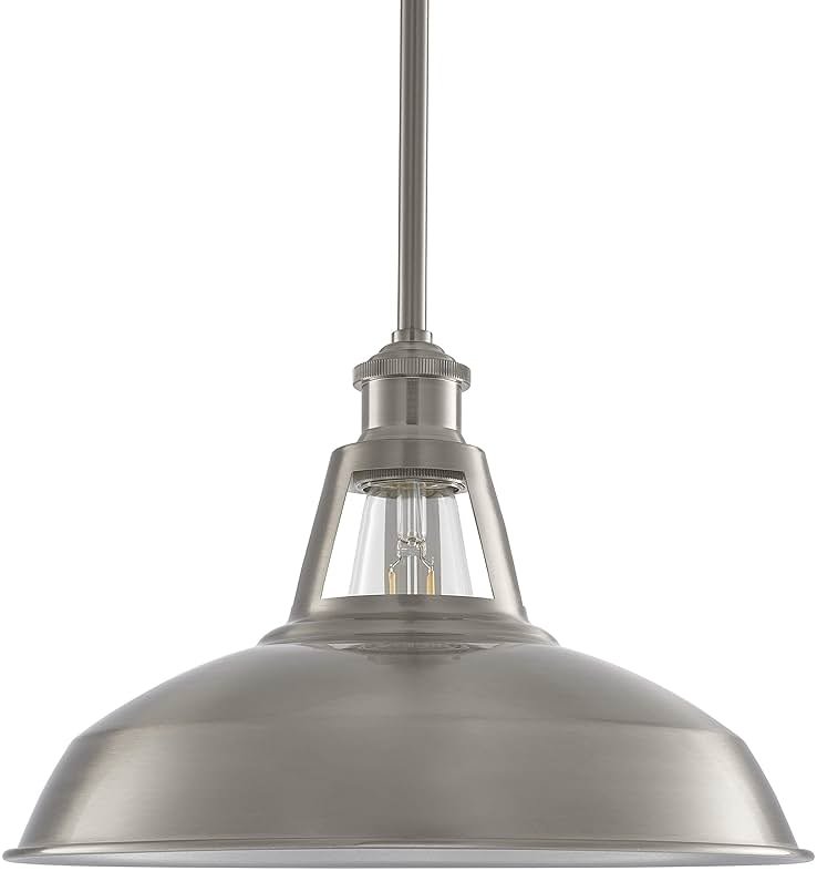 Olivera 12 inch Pendant Light | Brushed Nickel Pendant Lighting for Kitchen Island with LED Bulb LL-P855-1BN - Product Image