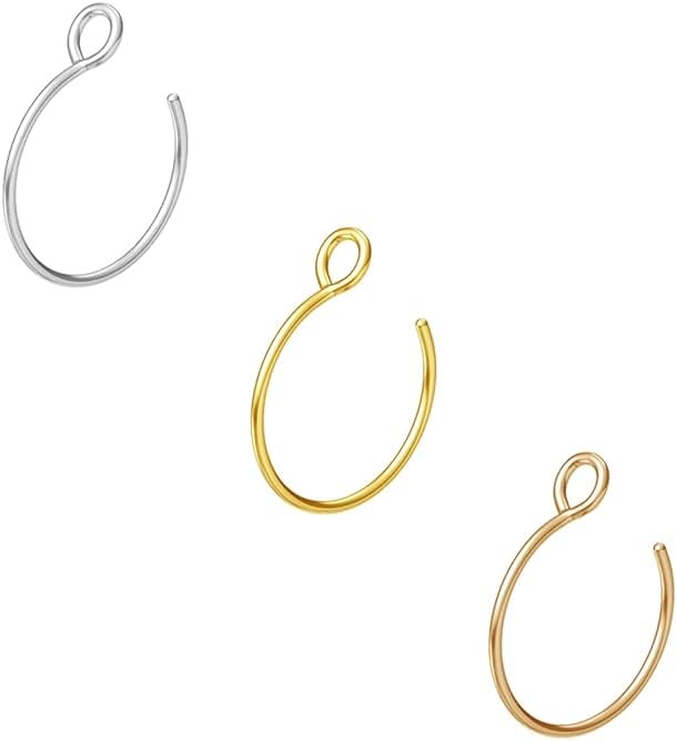 NZDLM Fake Nose Ring Hoop Nose Rings Set Nose Piercing Lip Nose Rings Jewelry for Women Men Girl - Product Image