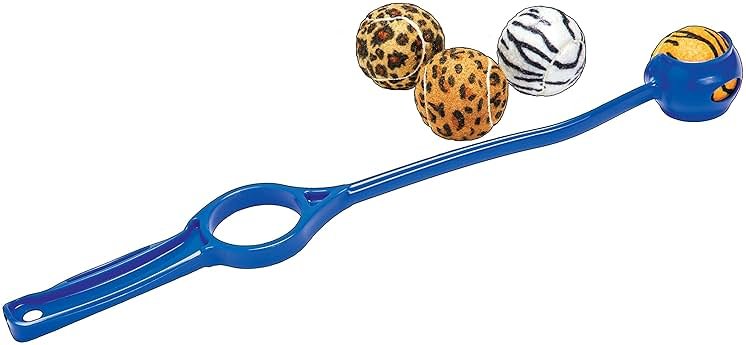 Launch-It Dog Ball Launcher with 4 Animal Print Squeaker Balls - Product Image