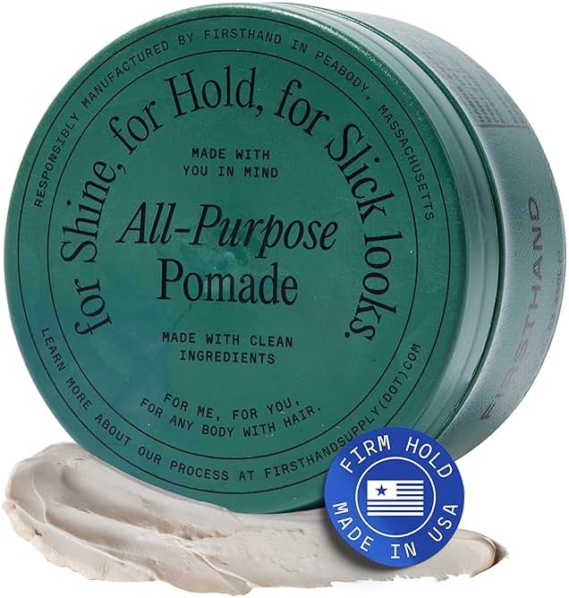 Firsthand Supply All-Purpose Hair Pomade for Men & Women - Flexible Firm Hold with Natural, Low Shine – Organic, Water Based Pomade - Nourishing Aloe & Shea Butter - All Hair Types & Lengths - 3oz - Product Image