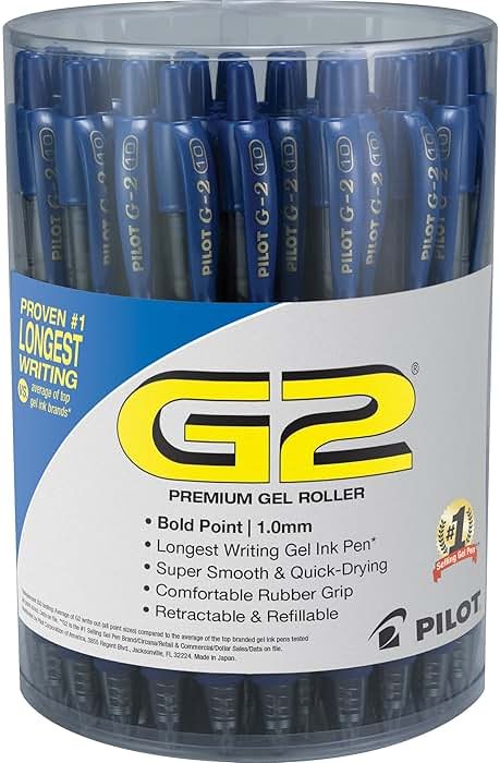 Pilot G2 Premium Gel Roller Pen, Retractable and Refillable, Bold Point 1 mm, Blue Ink, 36 Count - Product Image