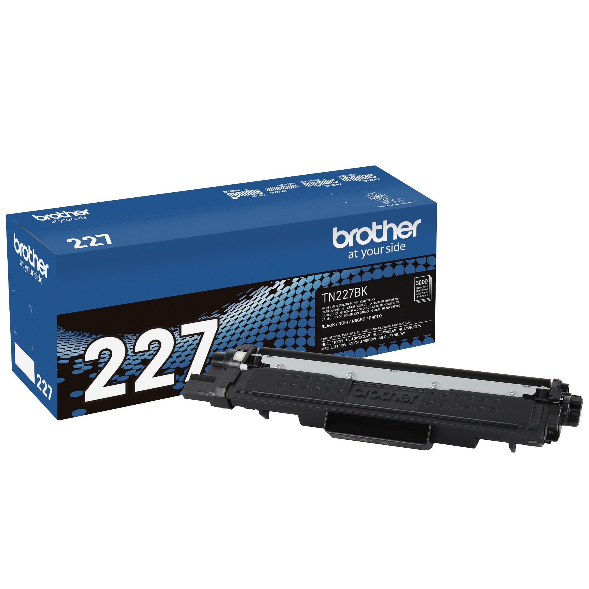 Brother Genuine TN227, TN227BK, High Yield Toner Cartridge, Replacement Black Toner, Page Yield Up to 3,000 Pages, TN227BK, Amazon Dash Available - Product Image