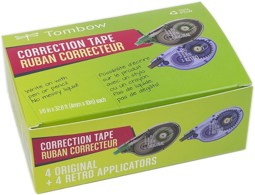 Tombow MONO Correction Tape, 8-Pack. Easy To Use Applicators for Instant Corrections - Product Image