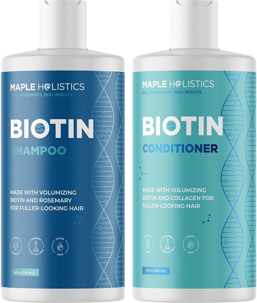 Rosemary Biotin Shampoo and Conditioner Set - Volumizing Shampoo and Conditioner for Thinning Hair for Women & Men with Nourishing B Vitamins - Color Safe Sulfate Paraben & Silicone Free (8 Fl Oz) - Product Image