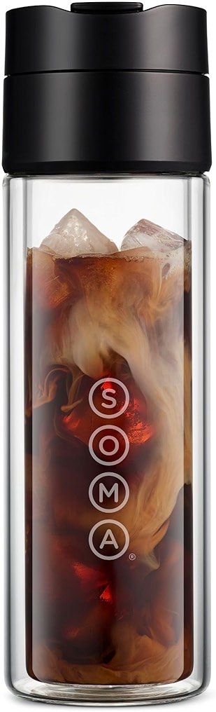 SOMA Double Wall Glass Tea and Coffee Cold Brew Bottle, Black, 12oz (SM18501K) - Product Image