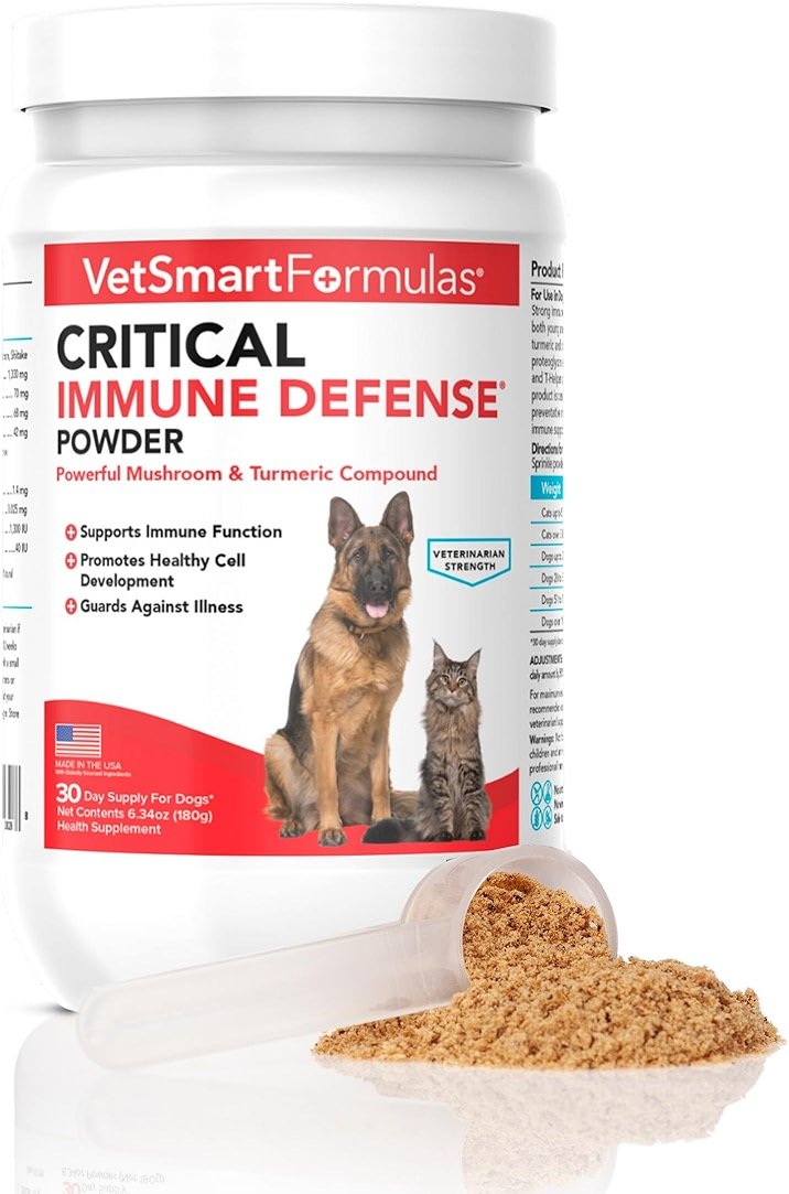 Critical Immune Defense for Dogs & Cats; Supports Normal Cell Growth - Turkey Tail, Reishi, Shiitake and Maitake Mushroom Formula with Patented White Turmeric Root Extract - 30-Day Supply - Product Image