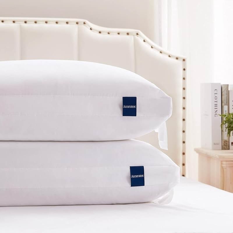 ACCURATEX Pillows King Size Set of 2, Hybrid Shredded Memory Foam Pillow[Adjustable Loft], Fluffy Down Alternative Fill Removable Cotton Cover, Firm Supportive Pillow for Side Back Sleepers - Product Image