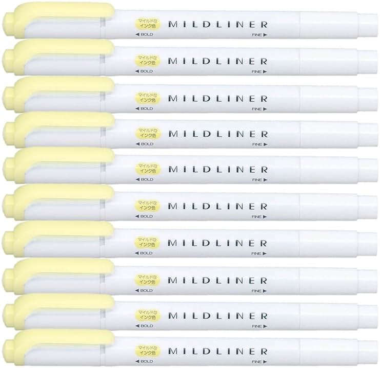ZEBRA MILDLINER Highlighter pen markers, Mild Yellow (WKT7-MY) x10 - Product Image
