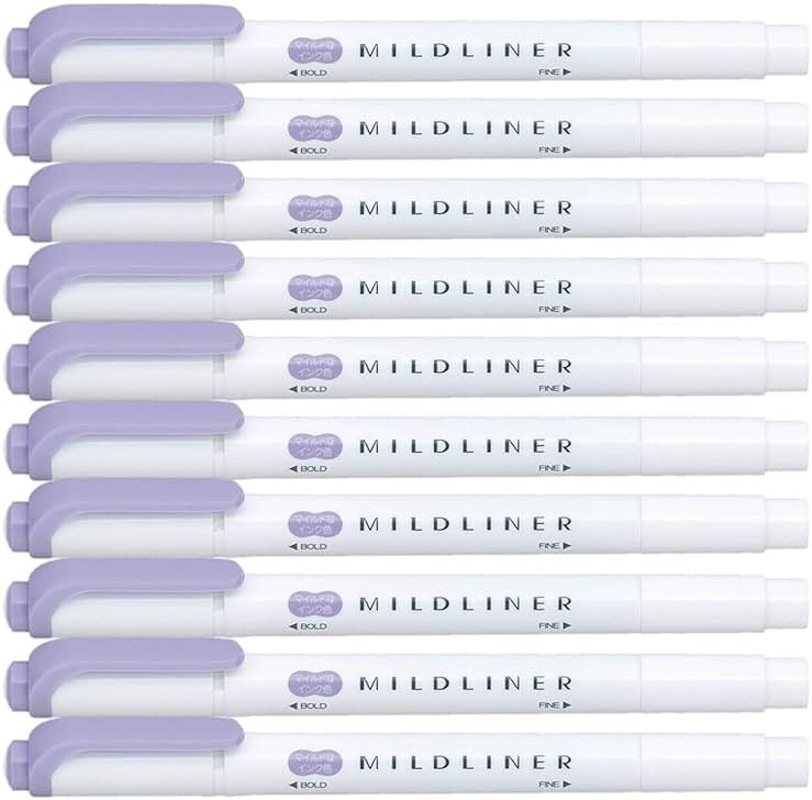 ZEBRA MILDLINER Highlighter pen markers, Mild Violet (WKT7-MVI) x10 - Product Image