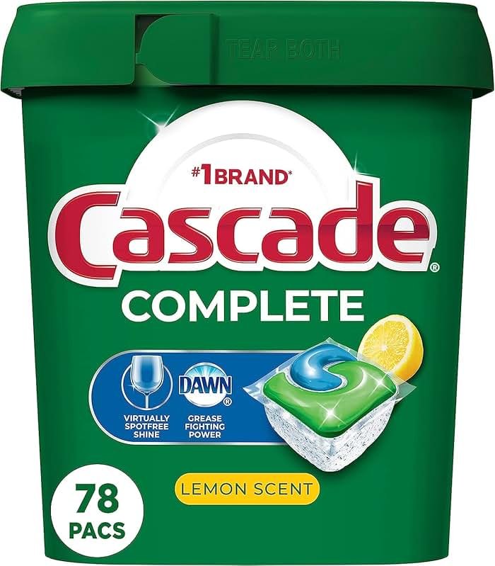 Cascade Complete Dishwasher Pods, Dishwasher Detergent, Lemon Scent ActionPacs, Cleaning Supplies, 78 Count - Product Image