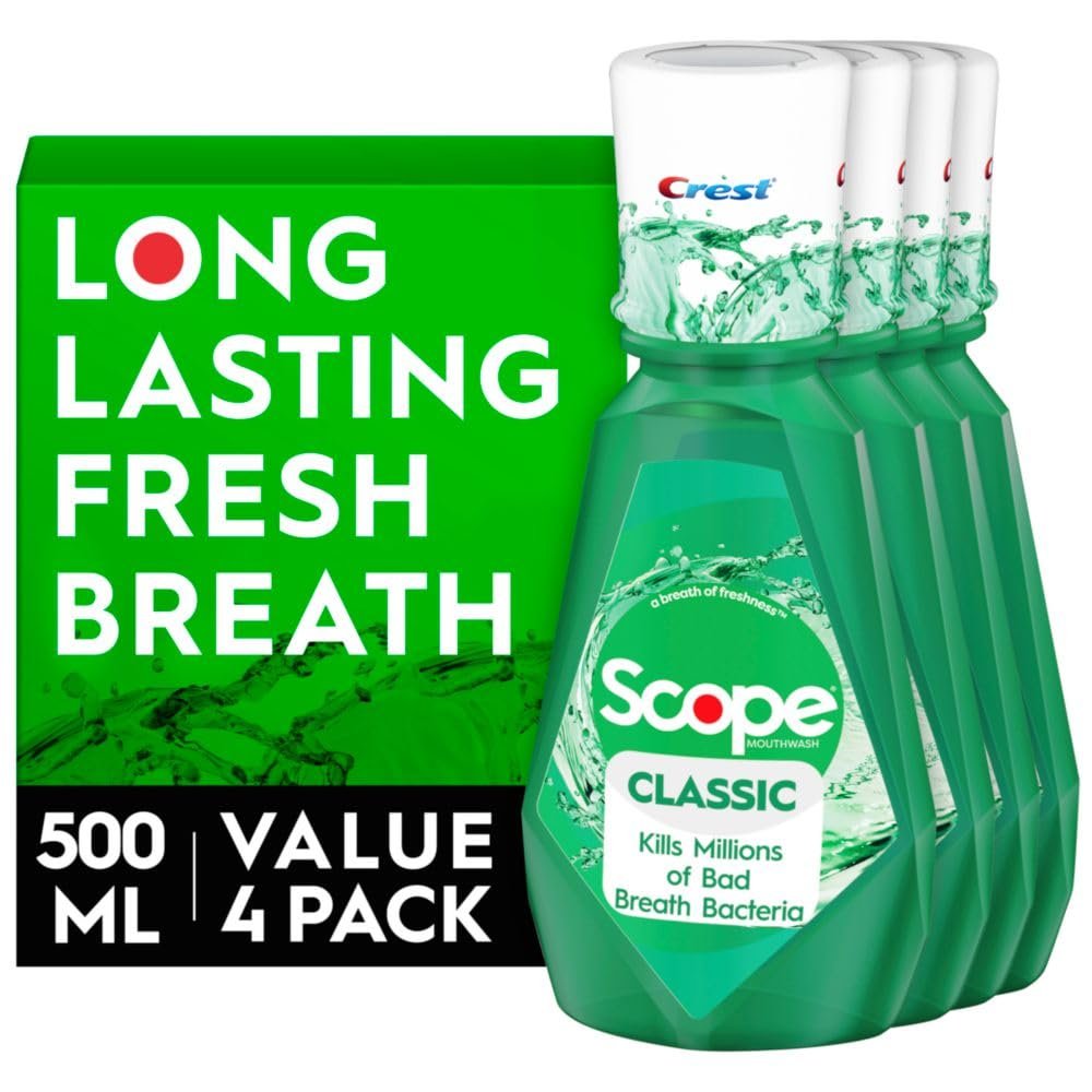 Crest Scope Classic Mouthwash, Original Formula, 500 Ml, 4 Count - Product Image