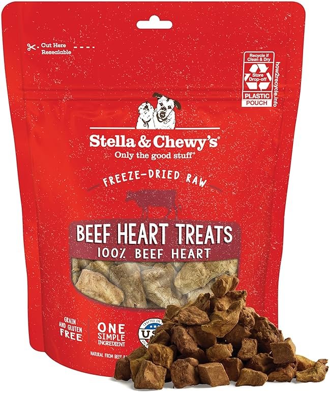 Stella & Chewy's Freeze-Dried Raw Beef Heart Dog Treats - Single Ingredient, No Additives - Premium Training Treats - Perfect For Picky Eaters - 3oz Bag - Product Image
