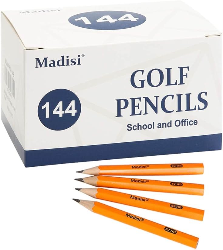 Madisi Golf #2 HB Half Pencils, 3.5" Mini Pre-Sharpened, 144 Count - Product Image