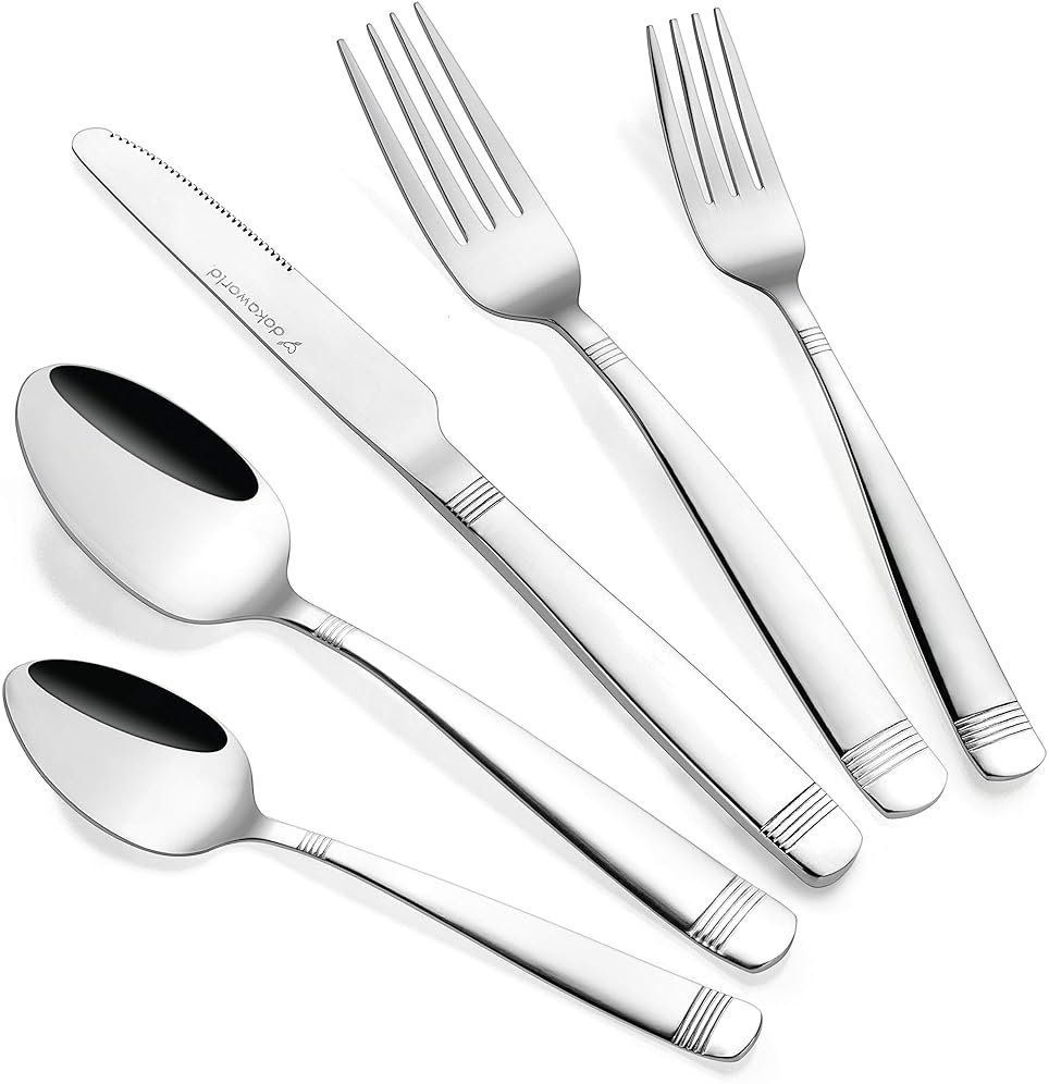 Dokaworld Elegant Design Flatware, Silverware Set for 8 persons, 40 Piece - Spoons, Forks, and Knives 18/10 Stainless Steel, Dishwasher Safe - Product Image