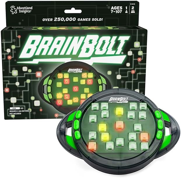 Educational Insights BrainBolt - Portable Handheld Electronic Memory Game, Car Travel Kids Games for Boys and Girls, Electronic Brain Game, Mind Fidget Gamer Gift for Kids and Teens, Ages 7 and Up - Product Image