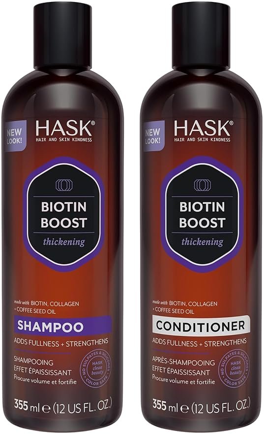 HASK Biotin Boost Thickening Shampoo + Conditioner Set | Adds Fullness, Strengthens, Volumizes, Sulfate-Free, Paraben-Free, Gluten-Free, Color Safe | 12oz each - Product Image