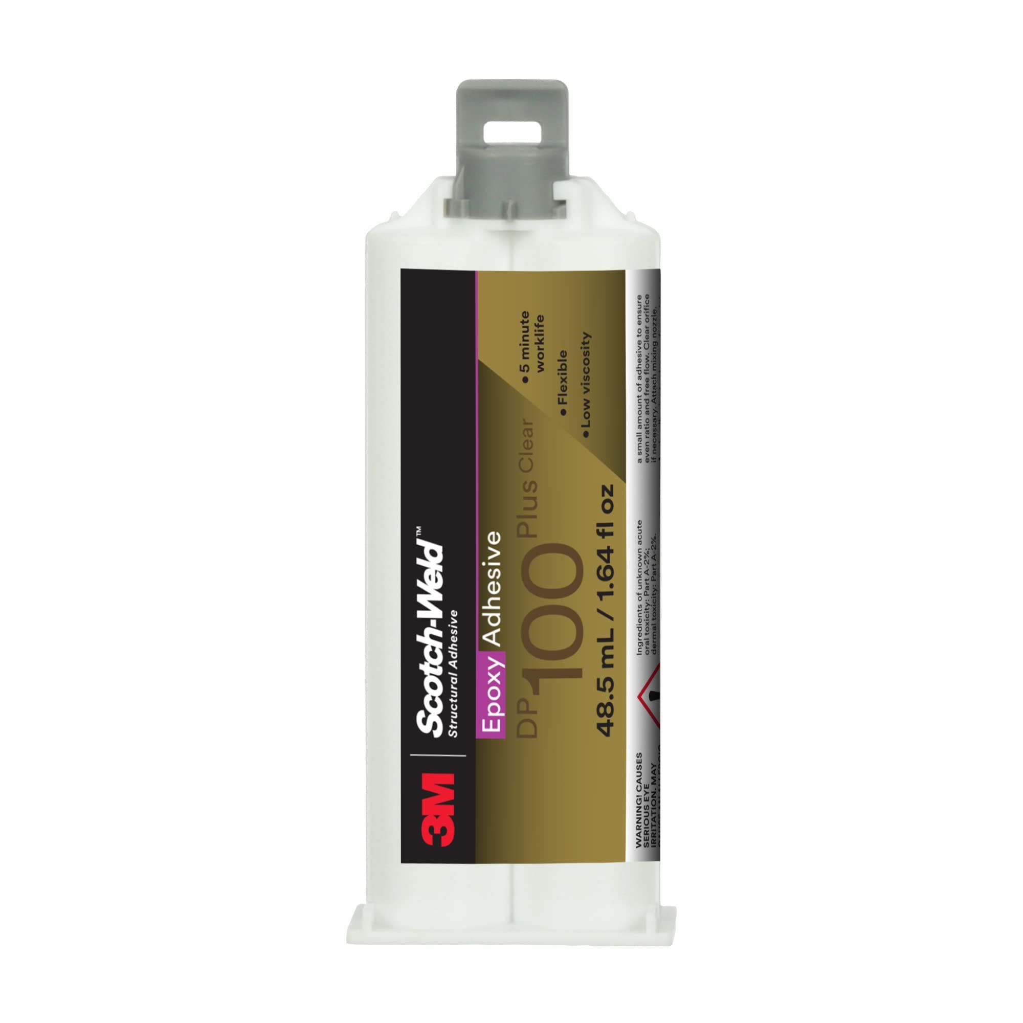 3M Scotch-Weld Epoxy Adhesive DP100 Plus, Clear, Professional Grade, Fast Handling and Cure, 48.5 mL (1.64 fl oz) Duo-Pak - Product Image