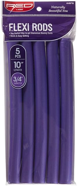 Red by Kiss Flexi Rods - Heatless Hair Curler for 90S Glamorous Bouncy Curls Beach Waves, No Slips, Sleep Styler 10" Length (3/4" Diameter) - Product Image