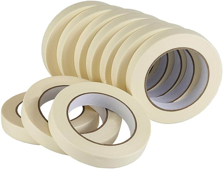 Lichamp Masking Tape 10 Pack General Purpose Beige White Color, 0.75 inch x 55 Yards x 10 Rolls (550 Total Yards), for Painting, Home, Office, School Stationery, Arts, Crafts etc. (3004) - Product Image