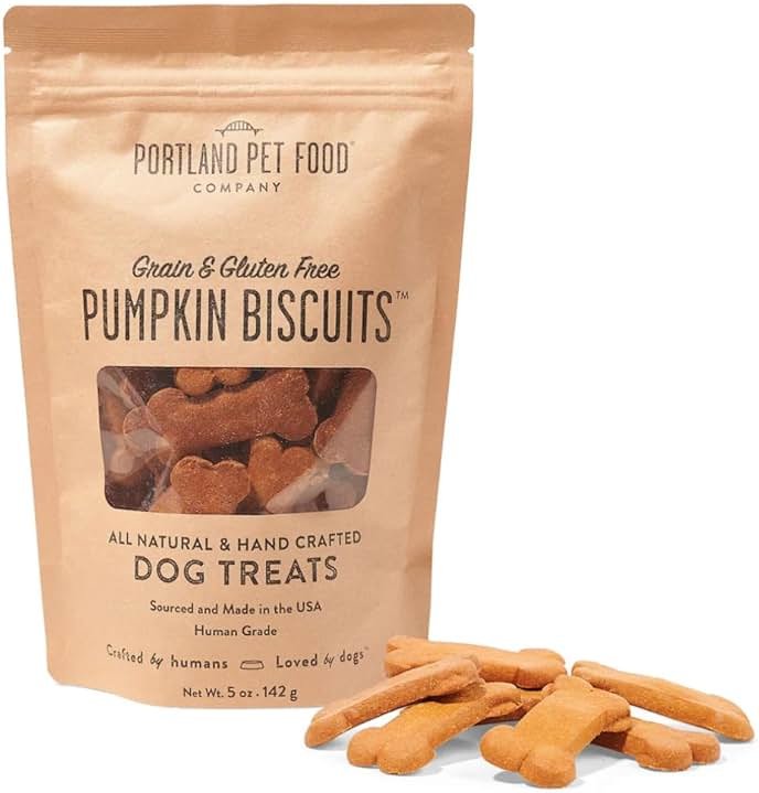 Portland Pet Food Company Pumpkin Dog Treats Healthy Biscuits for Small Medium & Large Dogs - Grain-Free, Human-Grade, All Natural Cookies, Snacks & Puppy Training Treats - Made in The USA - 5 oz - Product Image