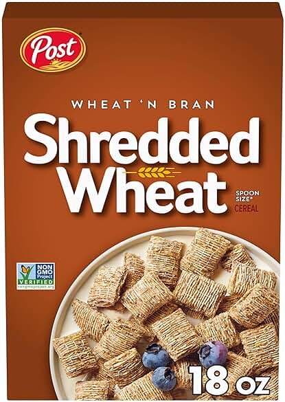 Post Wheat n Bran® Shredded Wheat, Breakfast Cereal, Excellent Source of Fiber, Kosher, 18 oz Box - Product Image