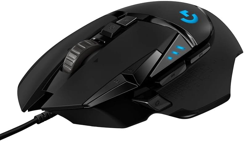 Logitech G502 Hero High Performance Wired Gaming Mouse, Hero 25K Sensor, 25,600 DPI, RGB, Adjustable Weights, 11 Programmable Buttons, On-Board Memory, PC/Mac - Black - Product Image