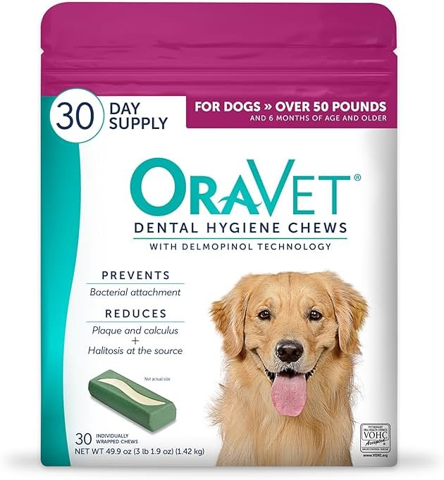 ORAVET Dental Chews for Dogs, Oral Care and Hygiene Chews (Large Dogs, Over 50 lbs.) Pink Pouch, 30 Count (Pack of 1) - Product Image
