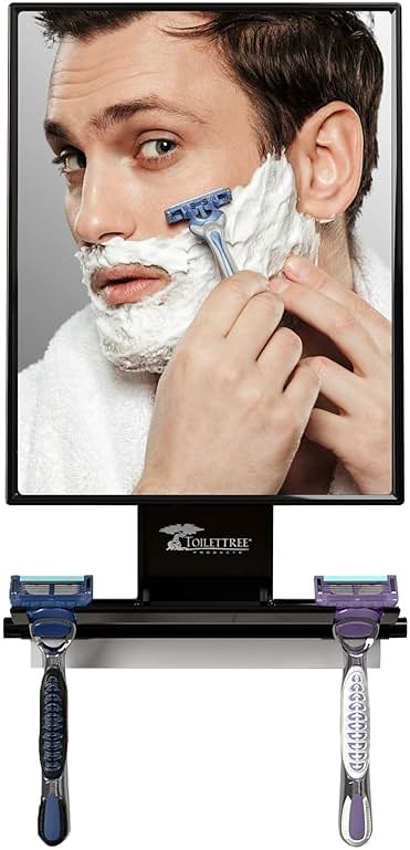 ToiletTree Products Fogless Shower Mirror - Anti-Fog Mirror - Adjustable Shaving Mirror with a Squeegee - Rust-Proof, Impact-Resistance Bathroom Shower Mirror - Tall - Product Image