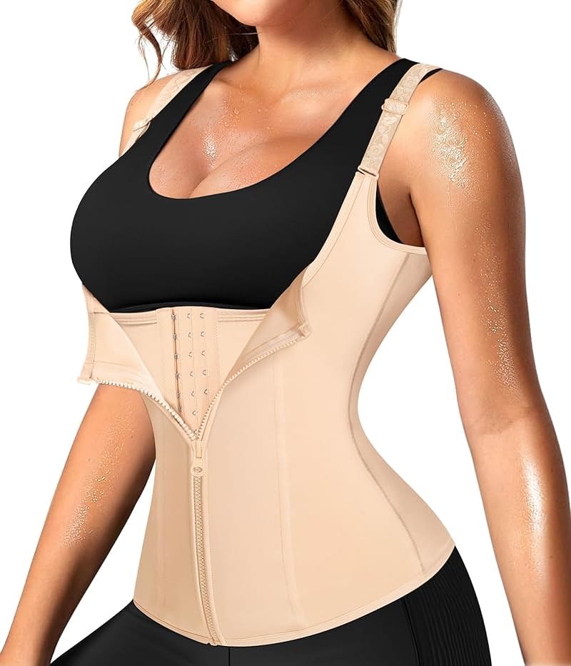 Nebility Waist Trainer for Women Corset Shapewear with Zipper Women's Waist Cincher Tank Top with Adjustable Straps - Product Image