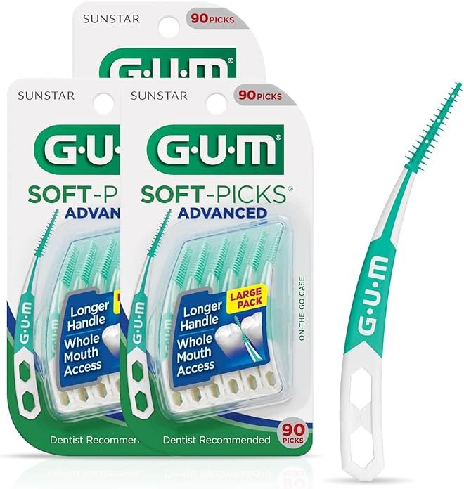 GUM Soft-Picks Advanced – Easy-to-Use Interdental Picks for Plaque Removal & Gum Health with Convenient Carry Case, Dentist Recommended, 90 Count (Pack of 3) 270 Total - Product Image