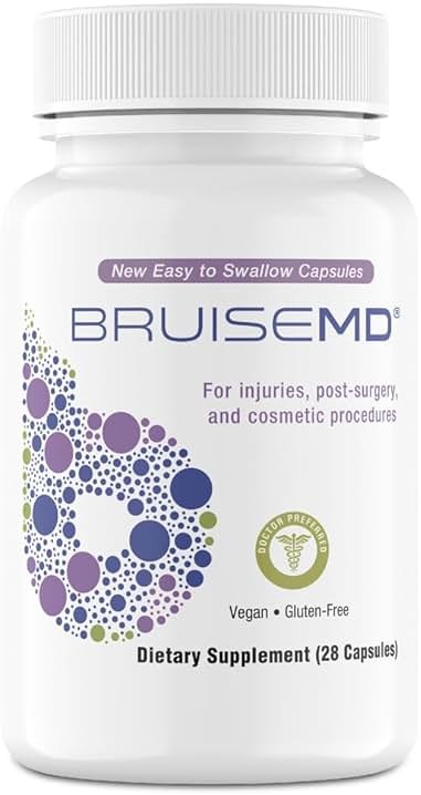 BruiseMD Bromelain 500mg 2,400GDU/g Supplement with Zinc and Vitamin C for Swelling, Inflammation, and Discoloration, Easy to Swallow Capsules (7-Day Supply) - Advanced Formula - Product Image