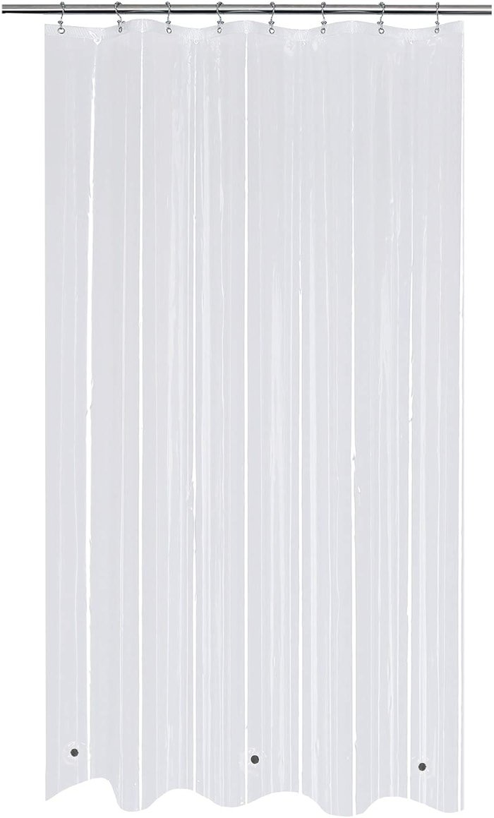 Mrs Awesome Stall Shower Curtain Liner with 3 Magnets 48 x 72 inch, PEVA 8G Thick & Heavy Duty Plastic Shower Curtain for Bathroom, Waterproof, 48x72, Clear - Product Image