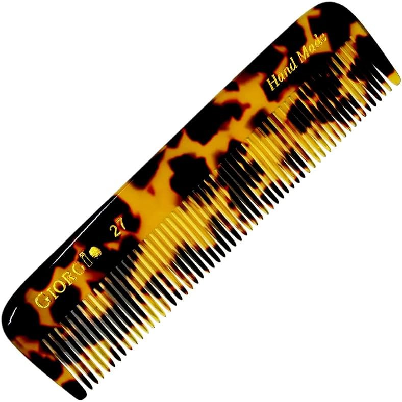 Giorgio G27 Handmade All Fine Tooth Pocket Comb, Hair Comb Straightener for Everyday Grooming Styling Hair, Mustache and Beard for Men Women and Kids, Use Dry or with Balms, Saw Cut and Polished - Product Image