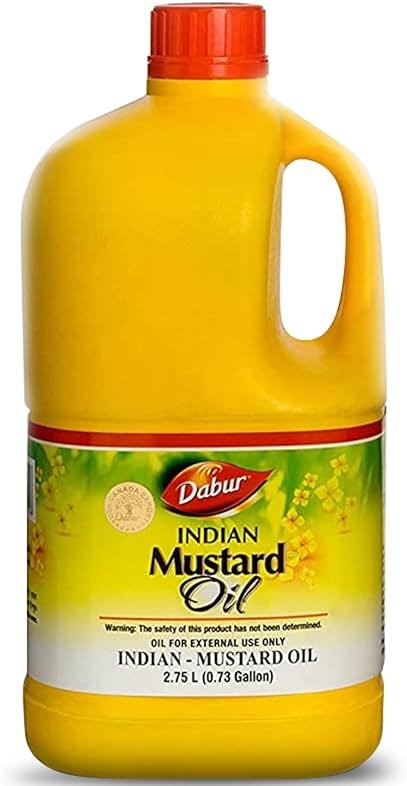 Dabur Kachi Ghani Mustard Oil - Unrefined Therapeutic-Grade Oil from Mustard Seeds for Skin, Hair Care, and Body Massage, Cold-Pressed (2750 ml) - Product Image