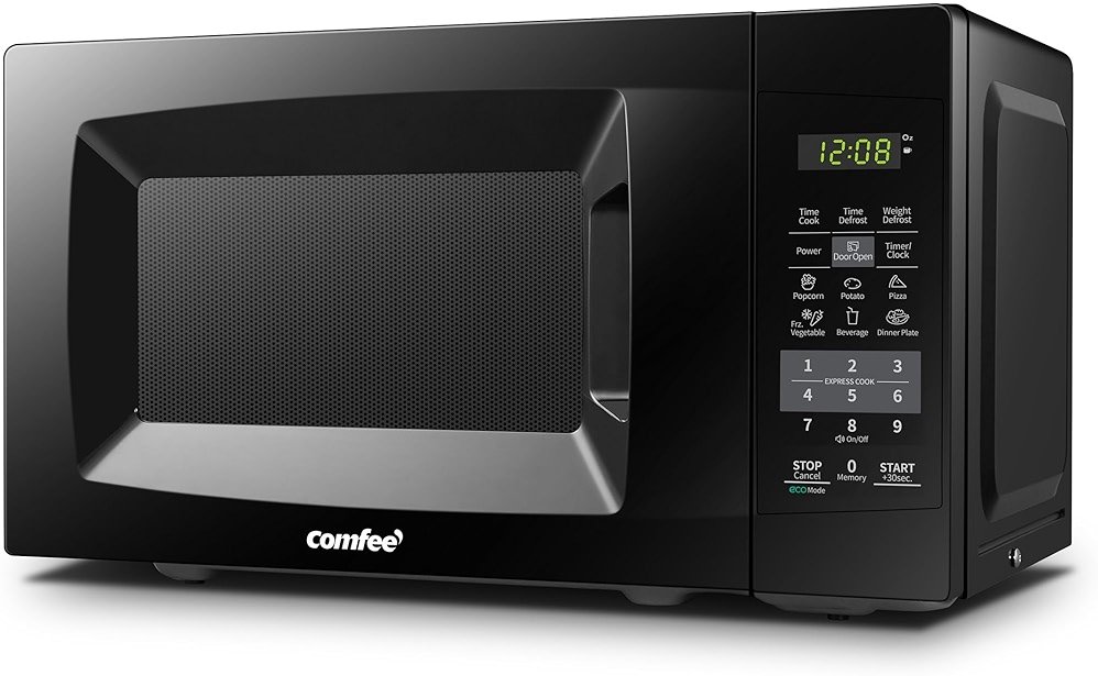 COMFEE' EM720CPL-PMB Countertop Microwave Oven with Sound On/Off, ECO Mode and Easy One-Touch Buttons, 0.7cu.ft, 700W, Black - Product Image