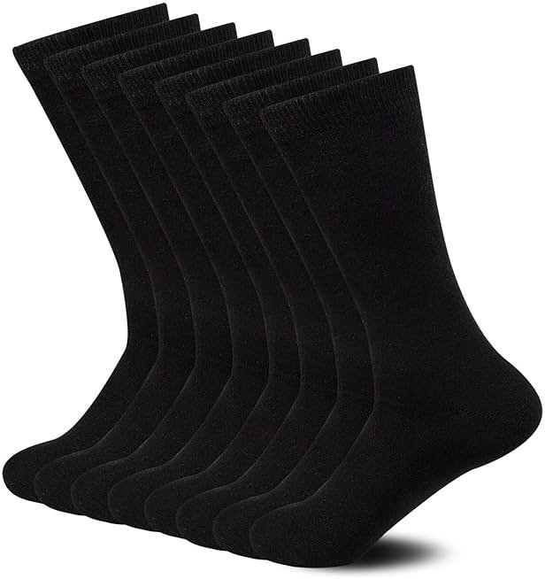 Sock Amazing Unisex Bamboo Rayon Socks Super Soft Black Crew Socks 8 Pack - Product Image