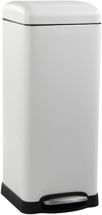 happimess 8-Gallon Cotton White Step-Open Trash Can, Durable, Odor Control, Kitchen, Bathroom, Office HPM1007A - Product Image